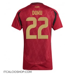 Belgio Jeremy Doku #22 Prima Maglia Femmina Europei 2024 Manica Corta